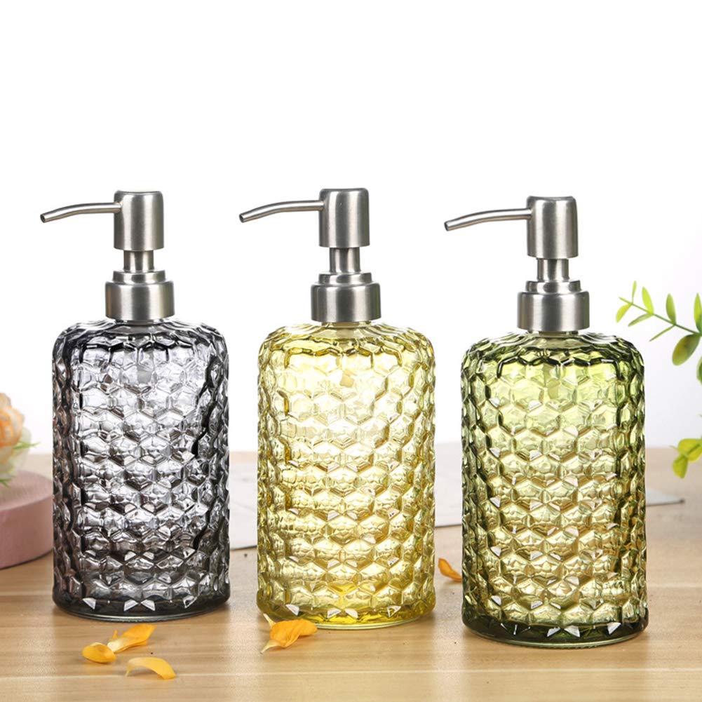Dispensador de jabón con bomba de acero inoxidable, dispensador de jabón líquido recargable para manos para encimera de baño, fregadero de cocina (amarillo) 7