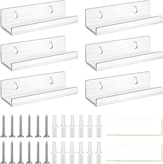 6 Stück Schallplatten Wandhalterung, Vinyl Regal für Schallplatten Wand, mit Stanzfreien Aufklebern Vinyl Halter für Platten und Fotos Schallplatten Wandhalterung 10 * 3.5 * 3cm