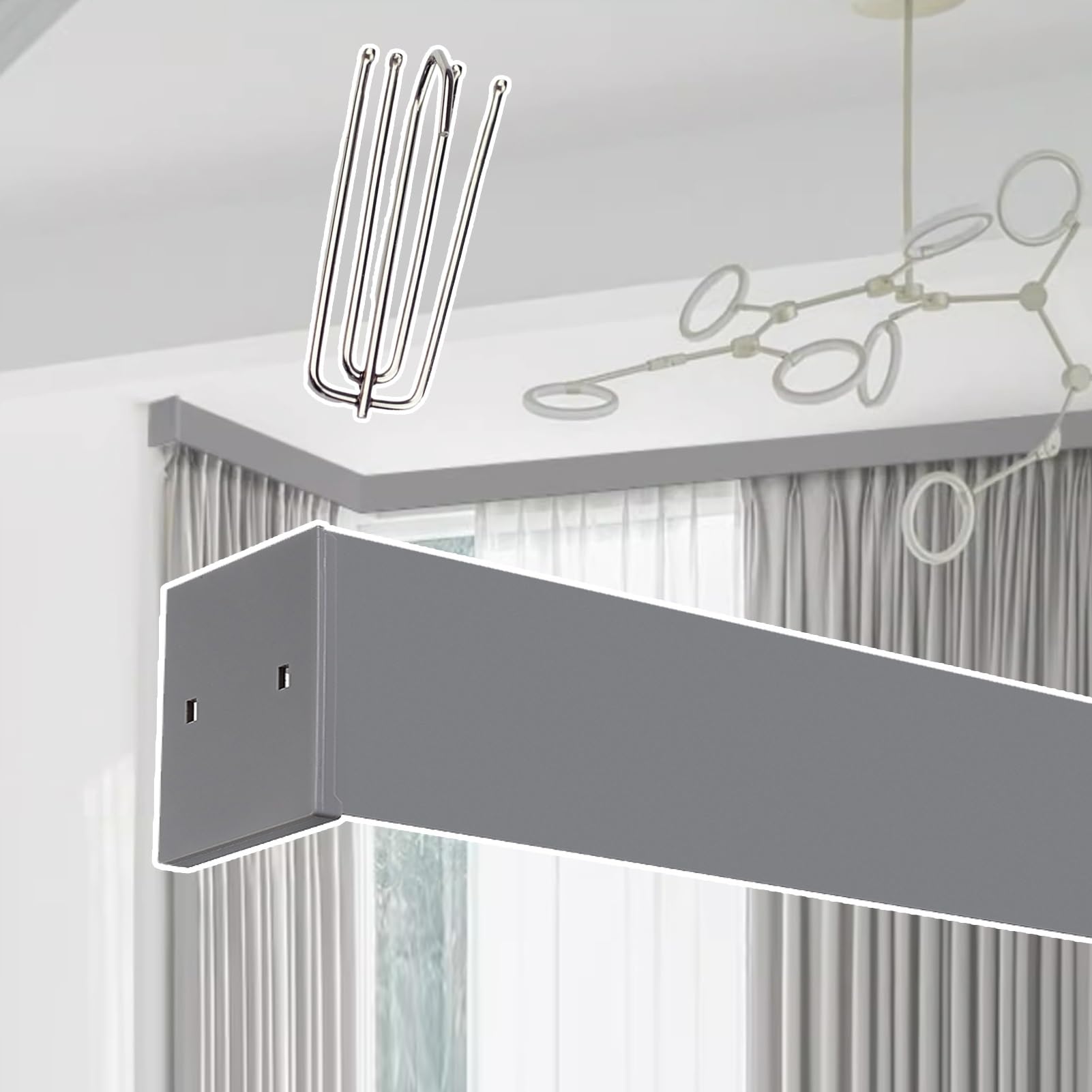 Porte de grange coulissante rail moderne 2 en 1 gris foncé de 2,3 m