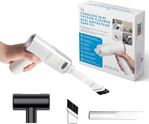 Home Spirit Mini aspiradora inalámbrica, succión fuerte de mano, luz LED, recargable por USB y portátil, para automóviles, hogar, cocina, baño,