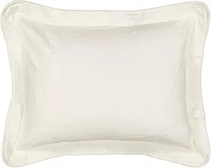King Charles Modern Farmhouse Floral Matelasse Decorative Pillowcase, 100% Cotton Breathable Bedding, Standard Sham (20" x 26"), Ivory
