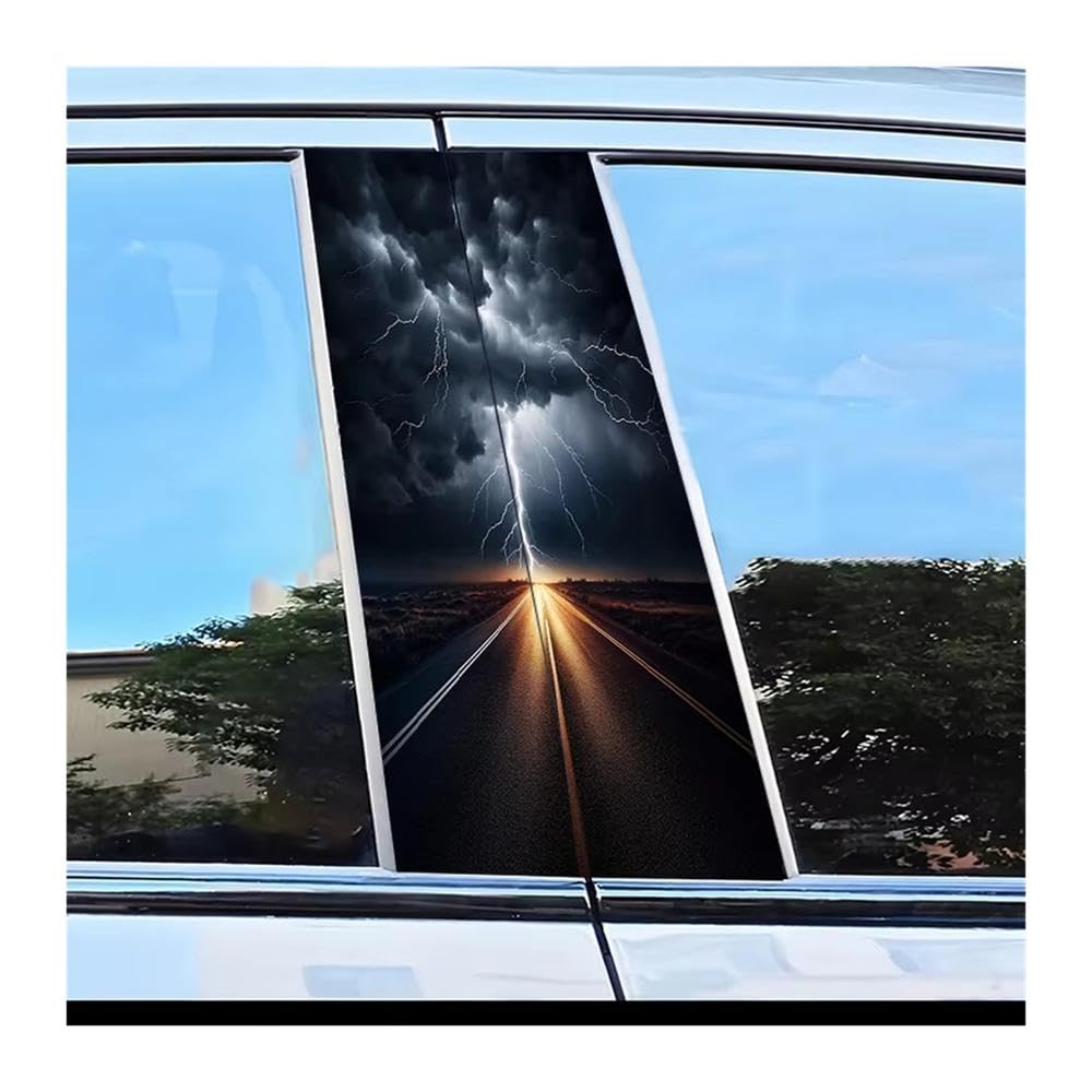Bertdcx One Color Car Center Pillar Protection Stickers Lightning Pattern Scratch Resistant Film Auto Parts