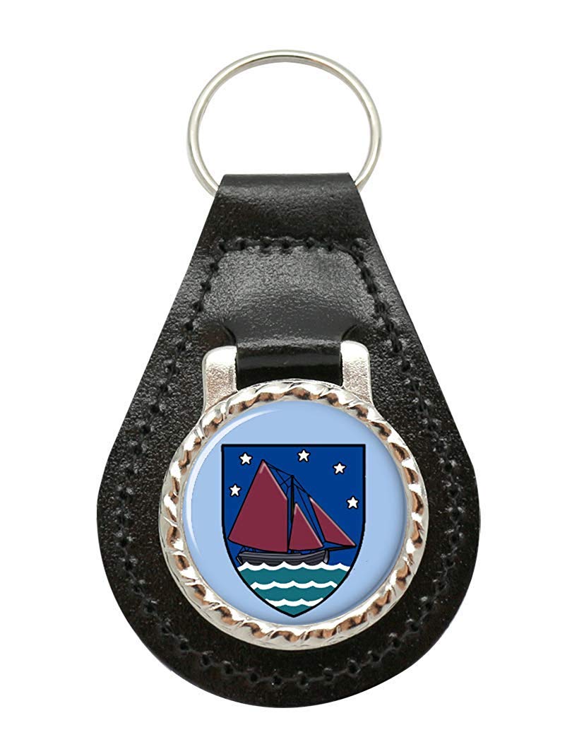 Giftshop Uk Unisex Black Leather And Silver Metal County Galway (Ireland) Leather Key Fob