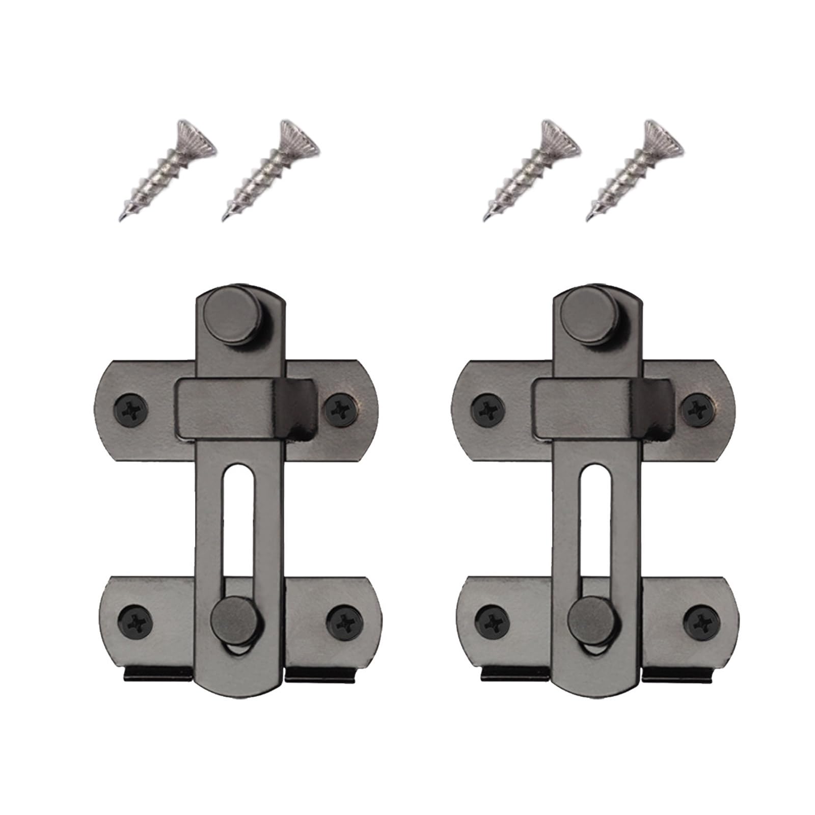 Minglea Black 2Pcs Stainless Steel Flipping Door Locks Sliding Doors Locks Antitheft Barn Door Hardware Sliding Stainless Steel Flipping
