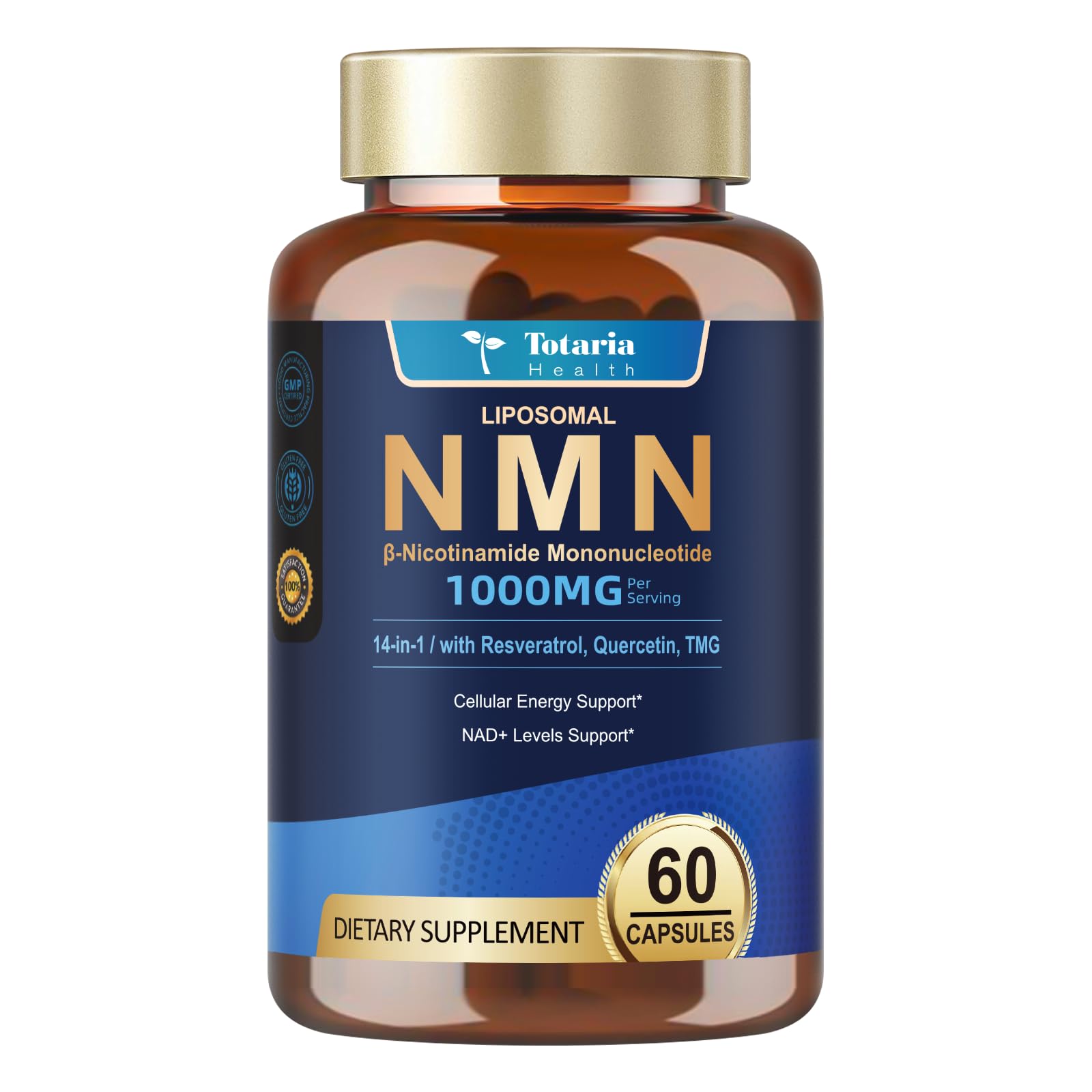 Totaria Liposomal NMN Supplement 1000mg, 14-in-1 NMN Resveratrol Capsules with CoQ10, TMG, Quercetin, ALA, PQQ, Support NAD Levels, Cellular Energy & Healthy Aging, 60 Capsules, cGMP, Filler Free — Amazon image 10