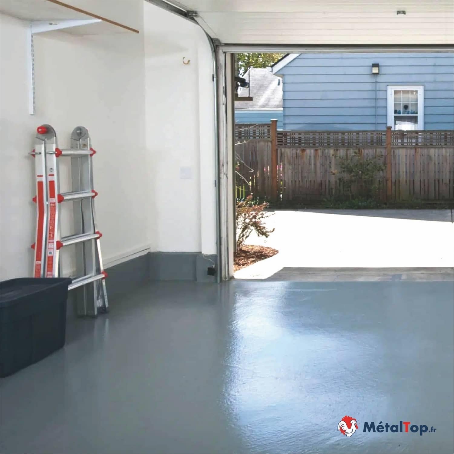 Metaltop - Peinture Sol Garage - Gris clair - RAL 7035-1 L - Résistance aux taches, huiles et passages répétés