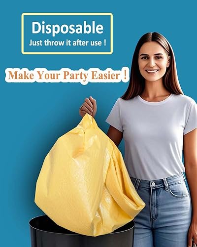 Miniatura 7 de Mantel rectangular de papel desechable amarillo, paquete de 4, 54 x 108 pulgadas, papel de 2 capas impermeable con respaldo de plástico, cubierta de