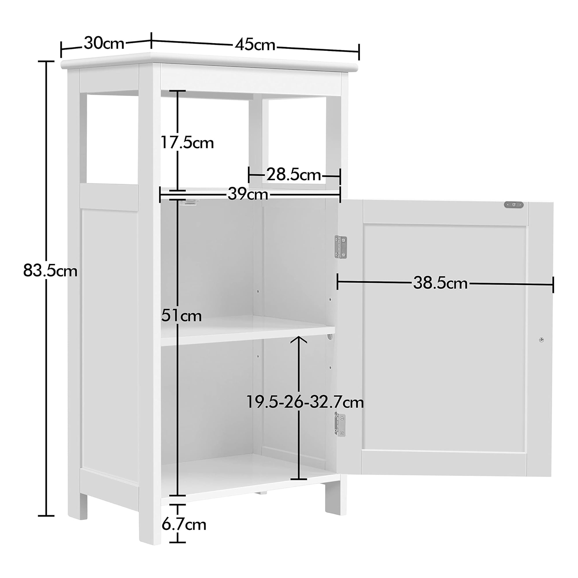 Yaheetech Armario Baño Columna Mueble Auxiliar de Baño Armario de Almacenaje Estrecho de 4 Niveles para Salon Pasillo Blanco 45x30x83,5cm