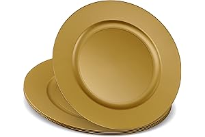 ELEGANT DISPOSABLES Gold Charger Plates, 13 Inches, Pack of 6