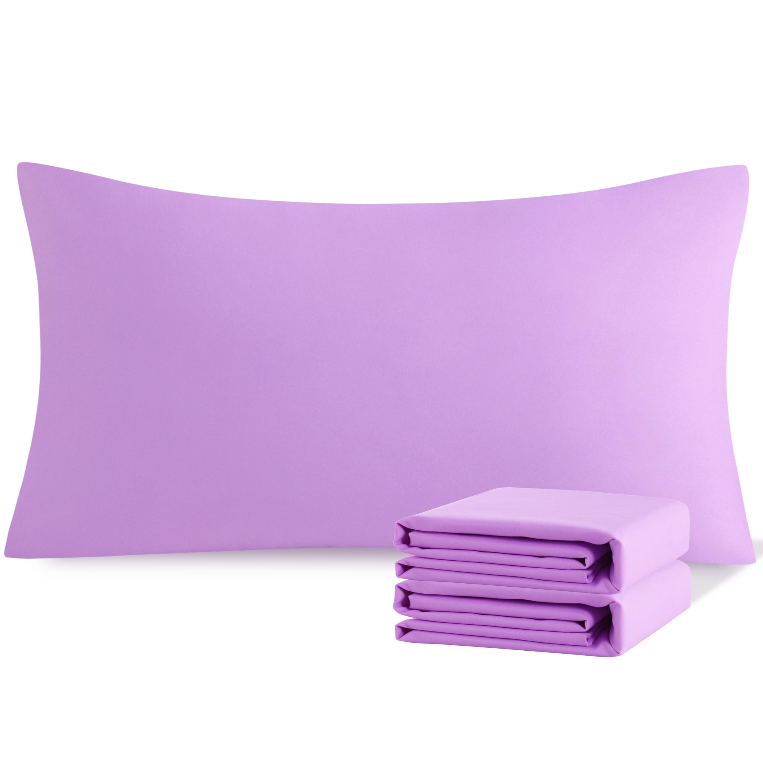 NTBAY King Pillowcase Set - 2 Pack Brushed Microfiber 20x40 Pillowcases - Soft, Wrinkle-Free, Fade-Resistant, Stain-Resistant, Light Purple Pillowcases with Envelope Closure - 20x40 Inches