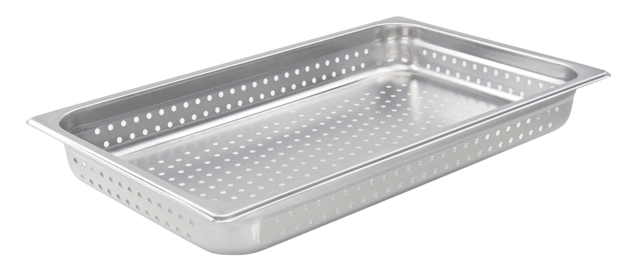 Winco SPJH-102PF, Bandeja de vapor perforada de tamaño completo de 2-1/2 pulgadas, calibre 22 Bandeja de chapa de acero inoxidable, Bandeja de hotel para servir, NSF