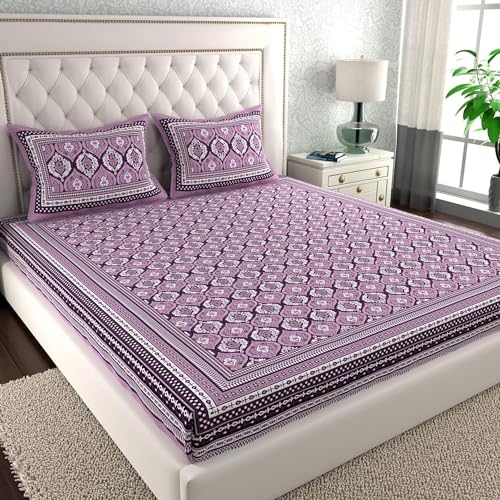 BedZone 100% Cotton Bed Sheet Set for Double Bed King Size, Flora...