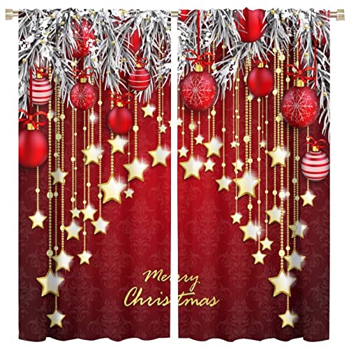 Christmas Curtains for Boys Girls Kids Room Decor Rod Pocket Elk Deer Snowman Snowflakes Printed Window Drapes for Living Room Bedroom 42x54in