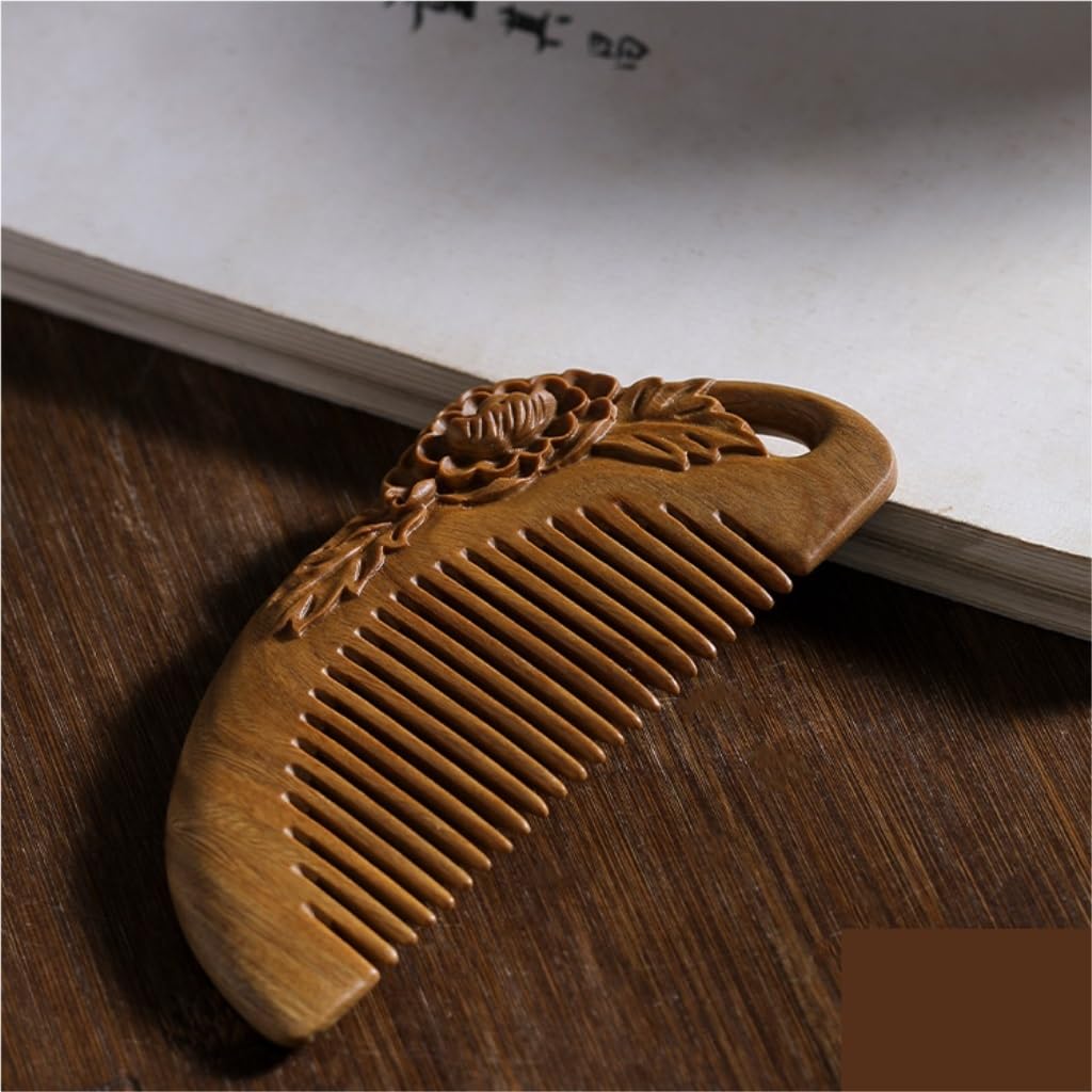 NEBE Cepillo Pelo Peine de Pelo Natural Tallado Retro, Peine de Viaje portátil de Madera, Peine de Ducha for el hogar, Peine for Bigote Peine