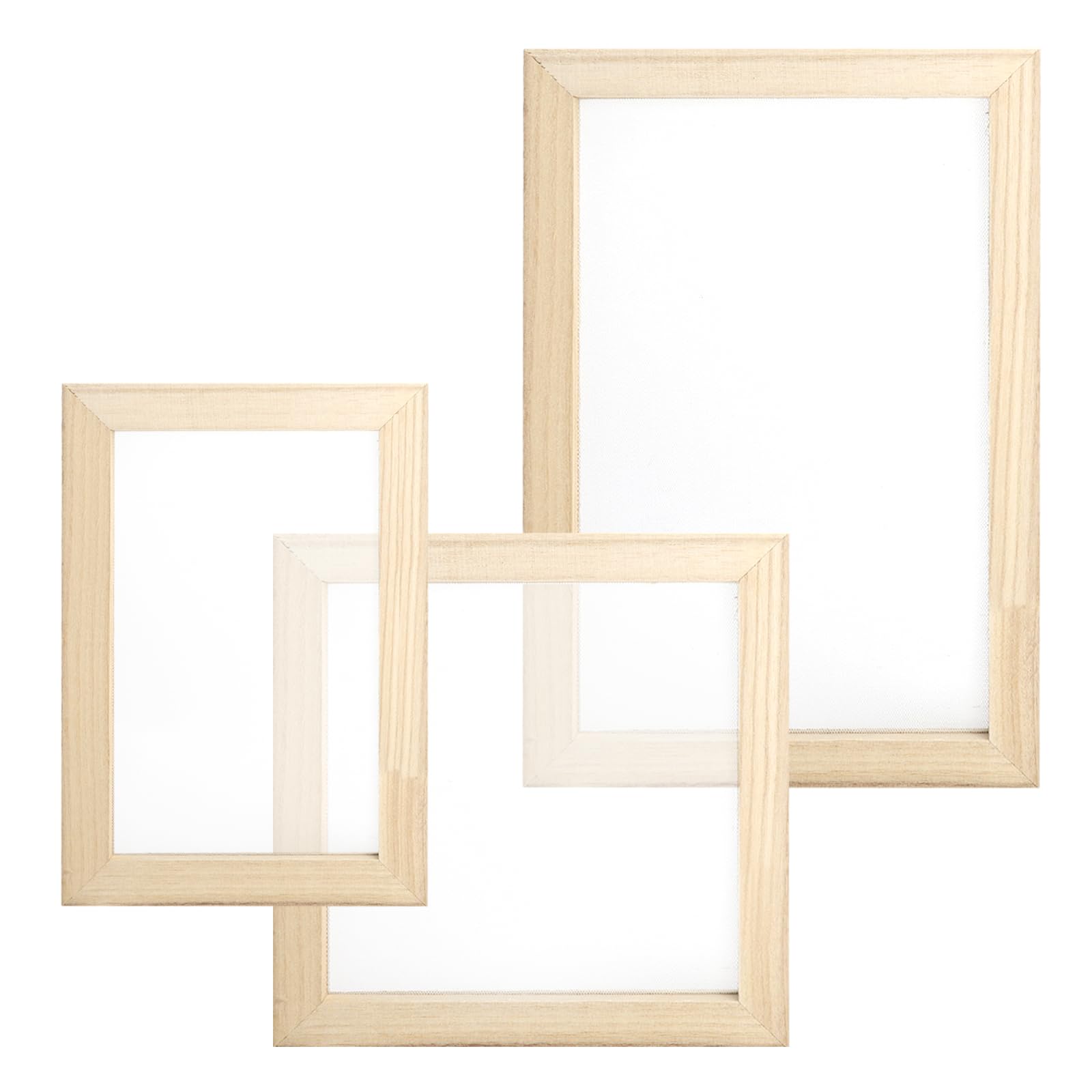 3PCS marcos para fabricación de papel en madera set papel artesanal con bastidor y tamiz herramienta para hacer papel reciclado diy manualidades talleres y enseñanza marco para fabricar papel