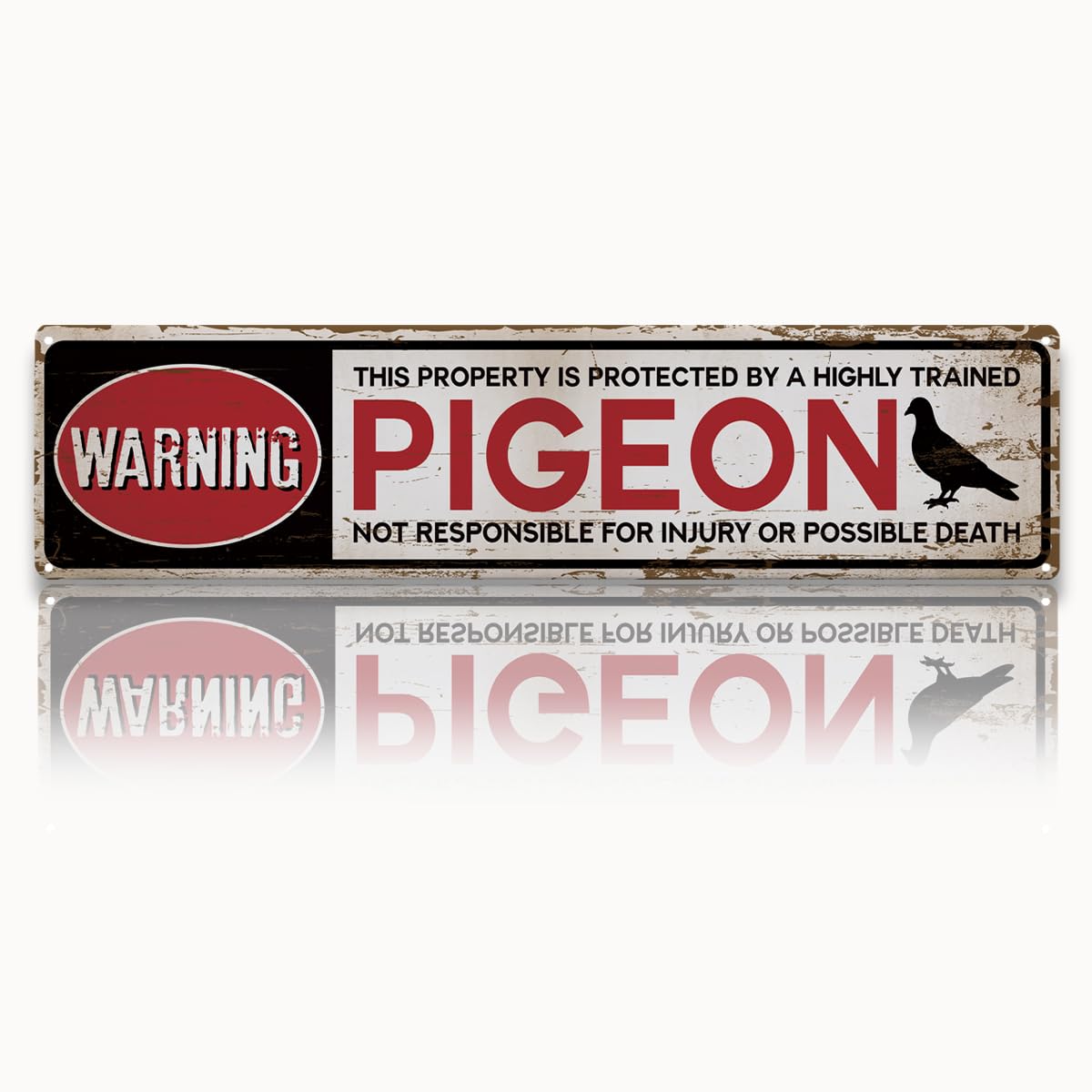 Peiyeety A008 Vintage Metal Tin Sign Pigeon Warning Retro Street Sign, Rustic Wall Decor For Home, Bird Lover, Man Cave, Garage, Kitchen, Office, Farmhouse, Patio, Garden, Porch, 4 * 16 Inch