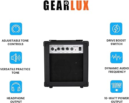 Gearlux 10-Watt Electric Guitar Amplifier - Black
