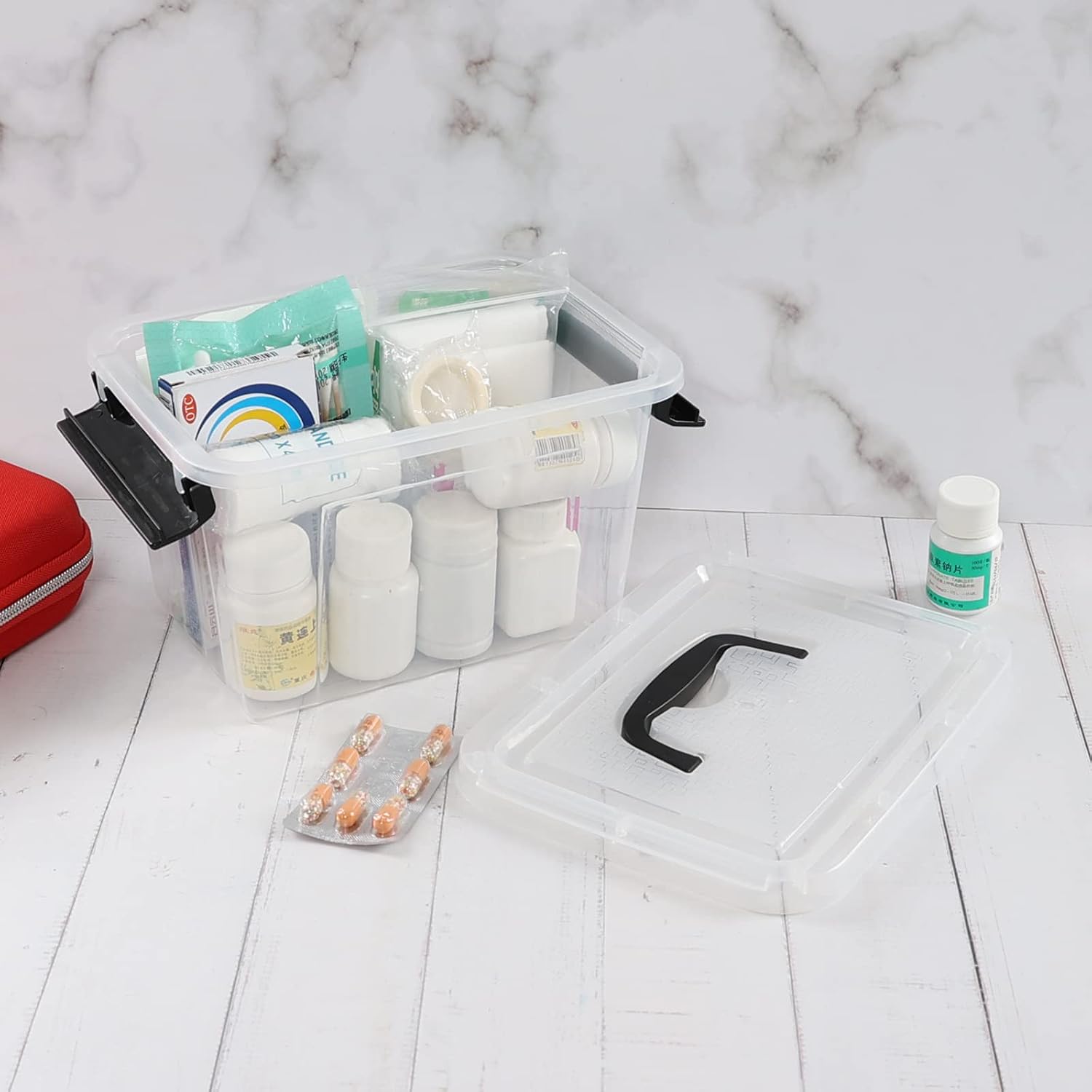 Ramddy 3.5 Quart Small Plastic Storage Box with Handles, 6 Packs Clear Latching Bin with Lid