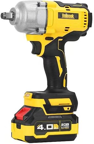 Llave de impacto inalámbrica, 900 pies-libra (1200 N.m) pistola de impacto sin escobillas de 1/2" con batería 2x 4.0Ah, cargador rápido y 6 dados,