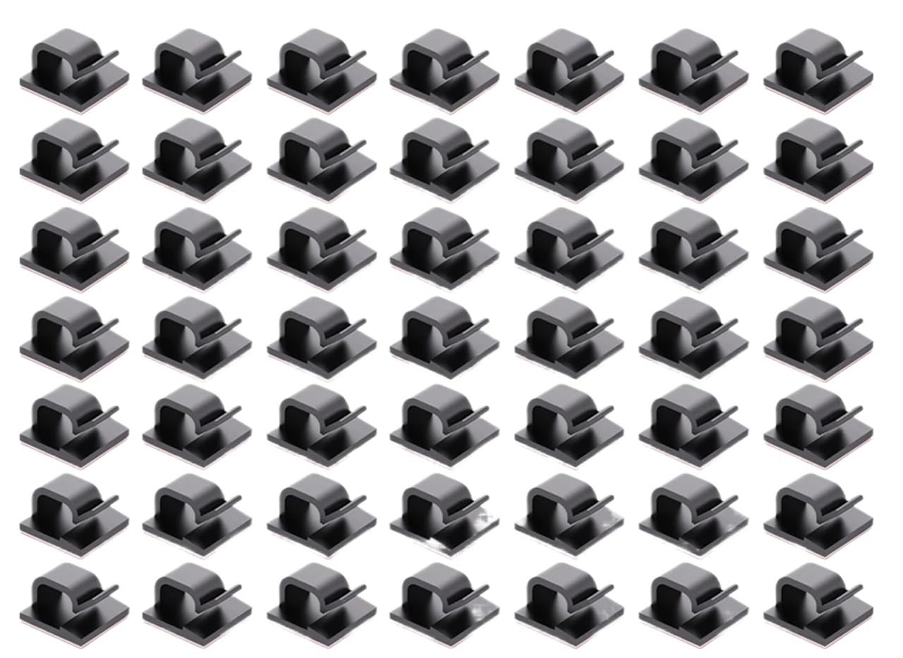 80 clips autoadhesivos para cables para exteriores, clips de luz, pinzas de gestión de cables para coche, oficina y hogar, organizador de luces al aire libre (negro)