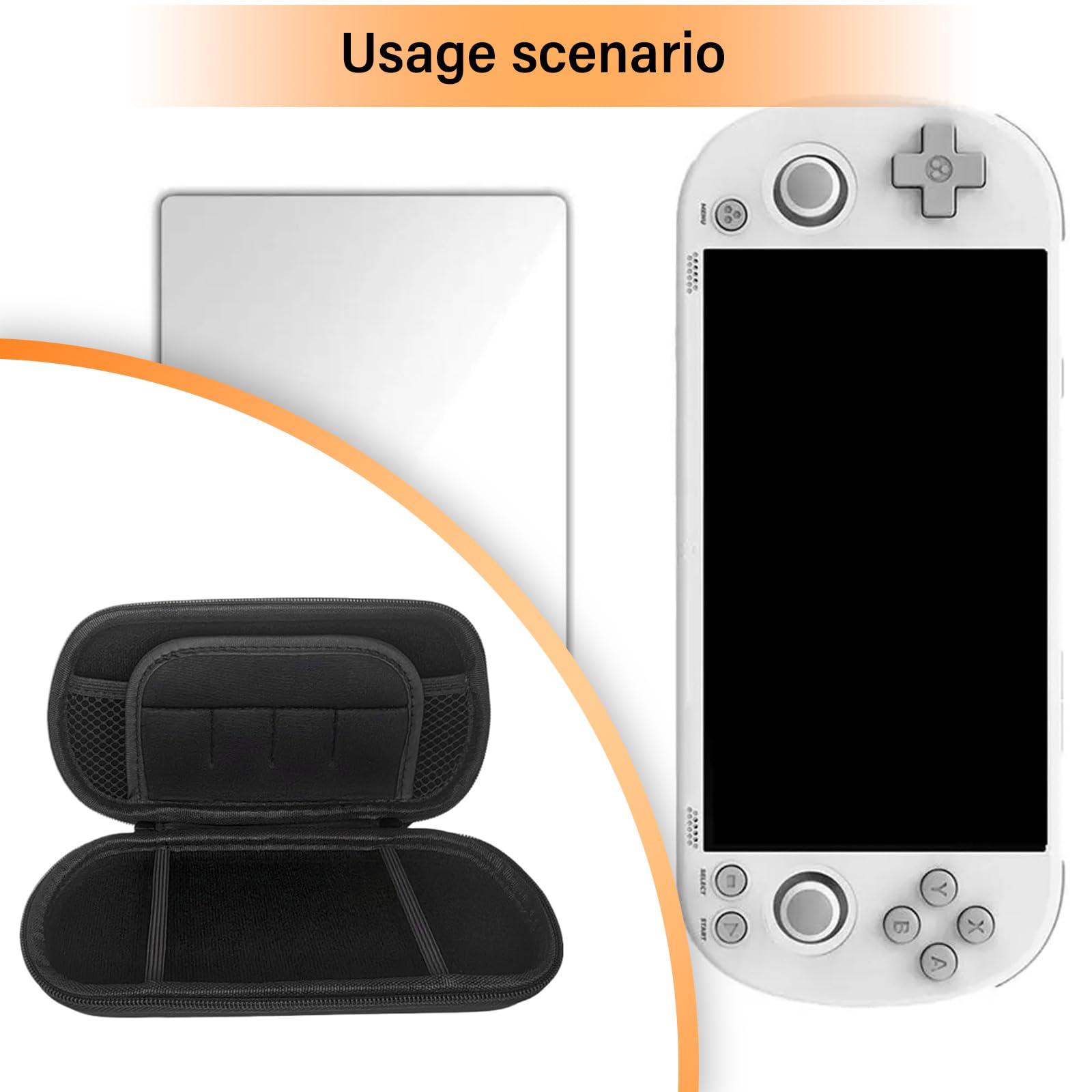 Nawwgy Game Console Organizers Bag & Temper Glass Screen Protector for Trimui AntiScratch Clear Protector Film Trimui Smart Pro Game Console Bag + Tempered Film