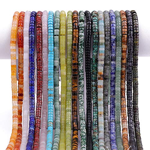 BEADIA Natural Amazonite Spacer Beads Caps Loose Semi Gemstone for Beading Jewelry Making 6mmx3mm 38cm