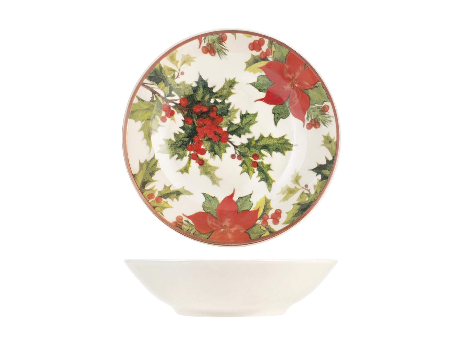 H&H Holly Jolly - Servicio de mesa, 18 platos, de gres, Navidad, fiestas