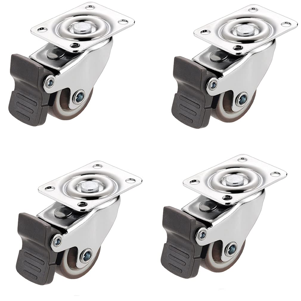 Roulettes pivotantes avec freins lot de 4 en caoutchouc 75kg max pour meubles et bois dur
