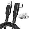 3M VR Link Cable USB to USB-C,90 Degree 3A Nylon Braided USB C to A Link Cable Fast Charging Data Transfer,USB A to Type C Lead for Meta/Oculus Quest3/Quest2/Pro,for Oculus VR Headset PICO 4