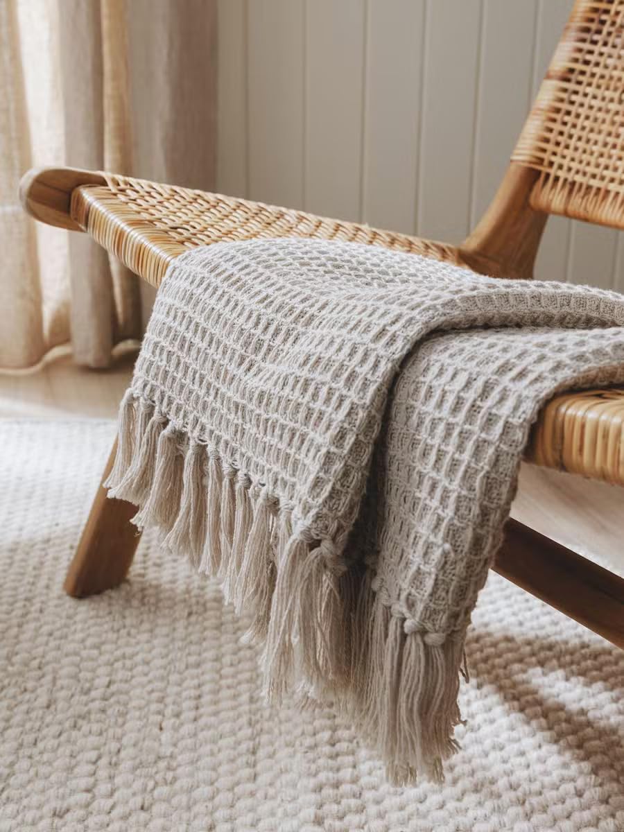 Tarantaran 100% Cotton Throw 50 X 60 Inches Decorative Living Room Couch and Sofa Knitted Blanket with Tassels Chevron, (Light Grey - 127 X 152 Cm), 200 TC-image-17