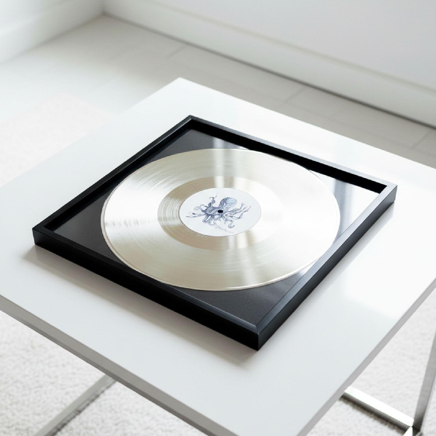 DISCOCLOCK Disque doré ou platine encadré et personnalisable – Récompense pour l'œuvre de sa vie – Idée cadeau pour chanteurs, musiciens, artistes et fans (carré)