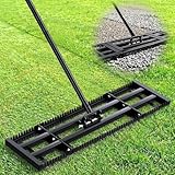 Roylvan Lawn Leveling Rake, 2-in-1 Double Side Lawn Leveler Tool with 32x10in Ground Plate & Adjustable 78in Handle, Heavy Duty Carbon Steel Landscape Leveler for Grass Yard Garden Soil Sand Gravel