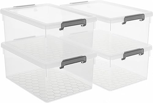 Citylife Contenedores de almacenamiento de plástico de 33 cuartos de galón con tapas, contenedores de almacenamiento apilables grandes