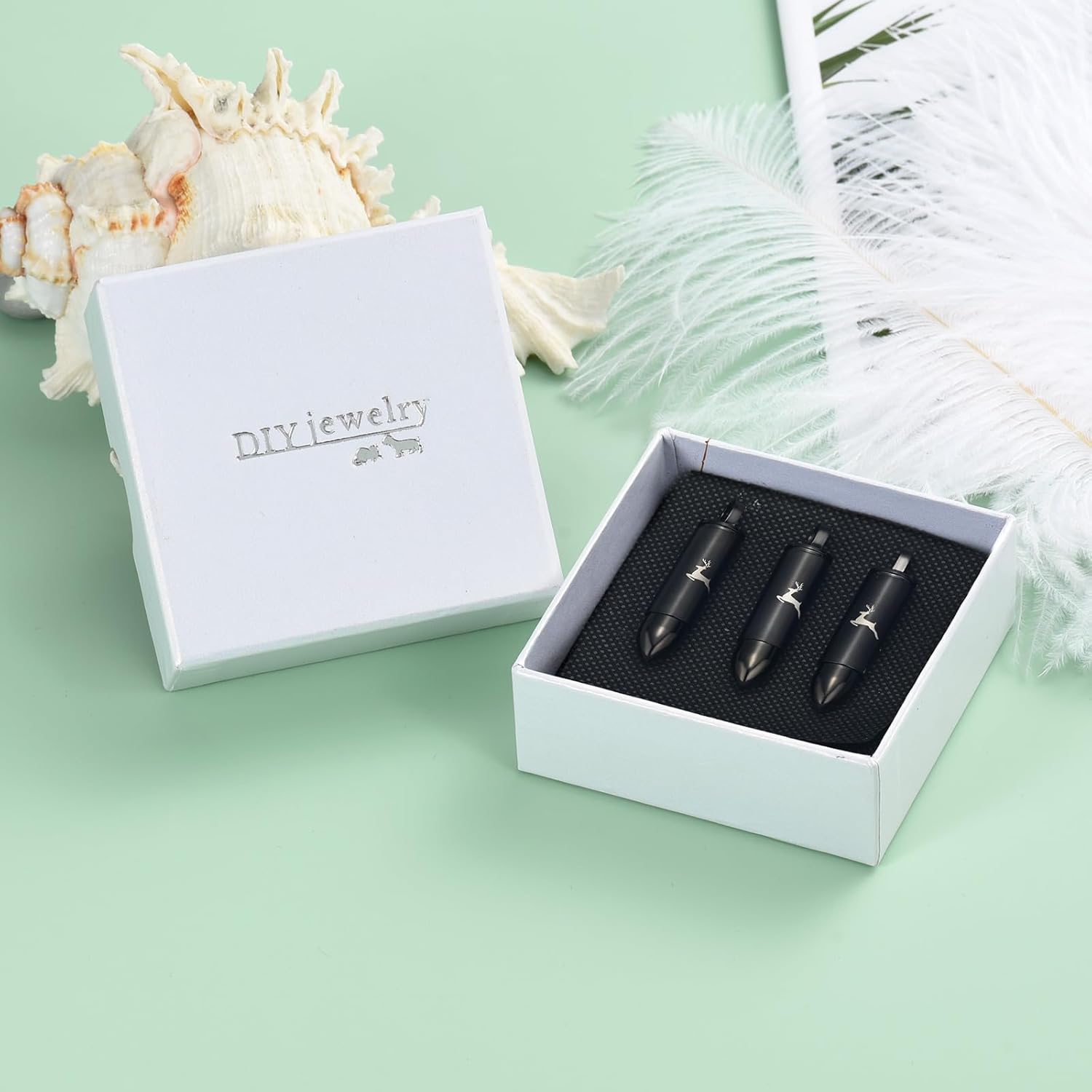 Yinplsmemory 3 Pack Black Cremation Jewelry for Ashes Silver Urn Necklace for Ashes Deer Bullet Memorial Urns Ashes Keepsake Necklace - Image 5