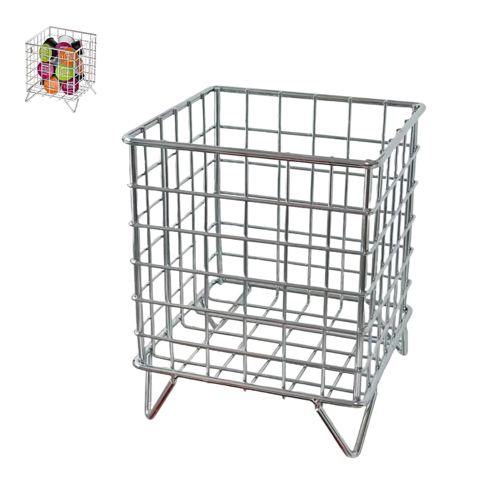 Coffee Pod Holder,Square Wire K Cup Holder Espresso Pod Organizer, Metal Storage Basket for Kitchen, Pantry, Office, Cafe, Coffee Bar Accessories, Coffee Table Organiser