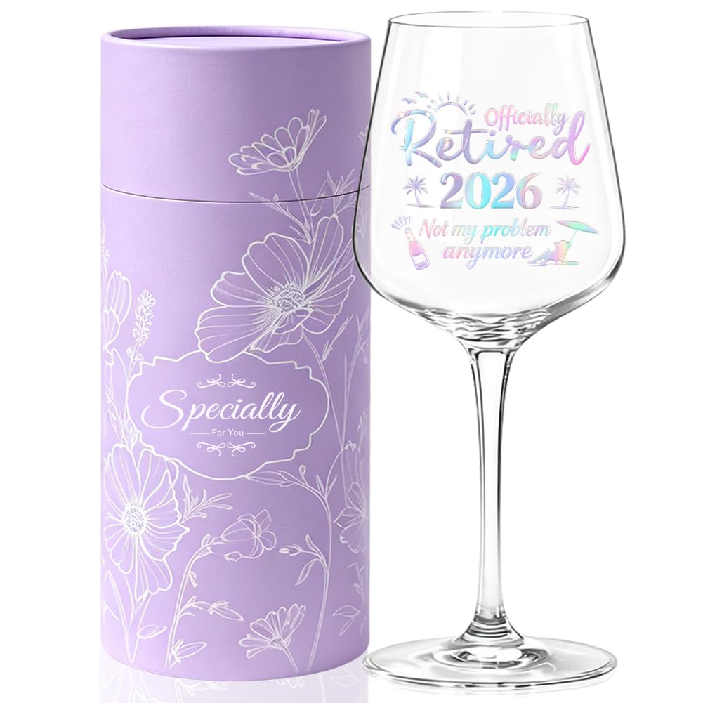 DEARLIVES 2026 Retirement Gift for Women: Wine Glasses (with Gift Box). A Farewell Gift, Retirement Party Present. A celebratory/Farewell Gift for Colleagues and Friends.