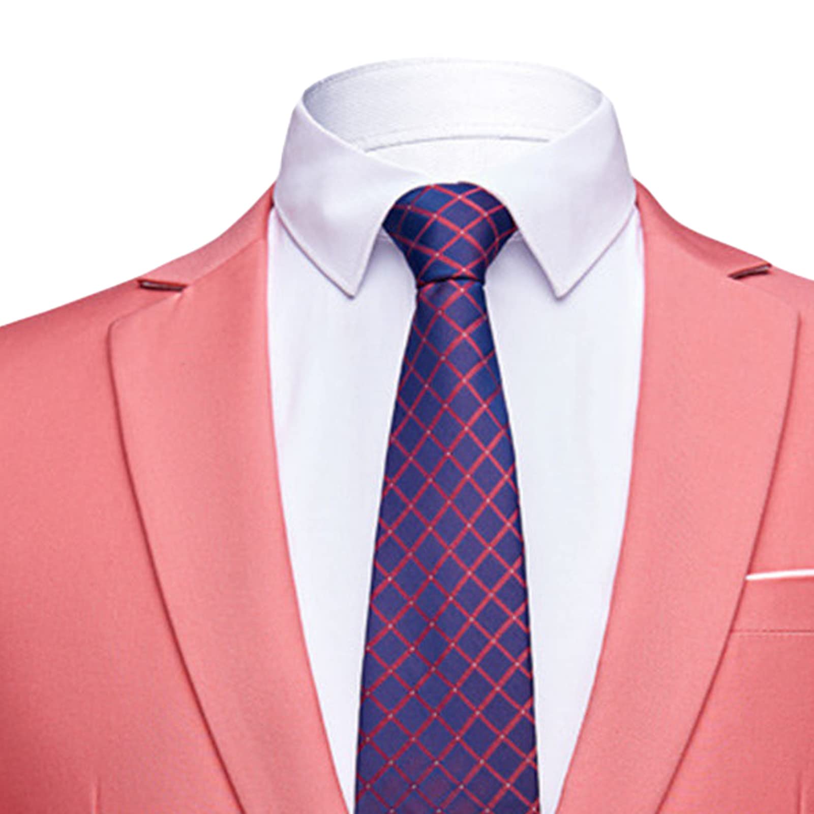 Men's One Button 2 Piece Suits Solid Formal Wedding Tux Blazer & Pants Casual Daily Party Dress Suit Jacket Set (Pink,6X-Large)