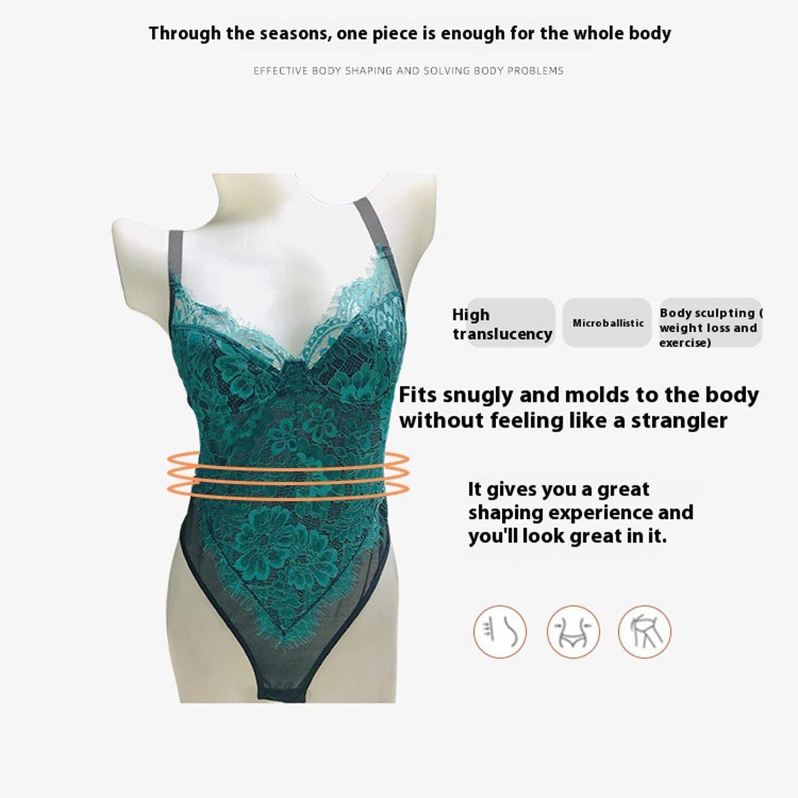 LYGBAOFUL Spitzen-Body für Damen – rückenfreier Tanga-Body
