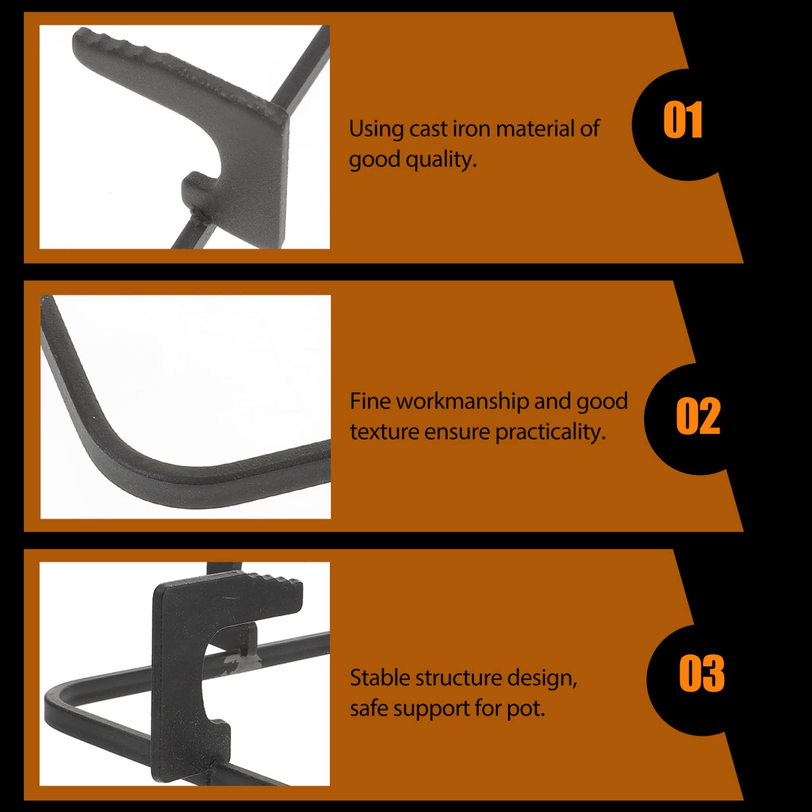 Cabilock Ring de Soporte de Wok de Hierro Fundido Universal Antideslizante de Gas Anillo Reductor Fundición de Hierro Fundido Estufa de Estufa de Gas Accesorios para Cocina Wok