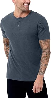 INTOTHEAM Men's Henley Shirts S-4XL: Collarless 3-Button Fitted T-Shirts, Short & Long Sleeve, Casual Modern Fit