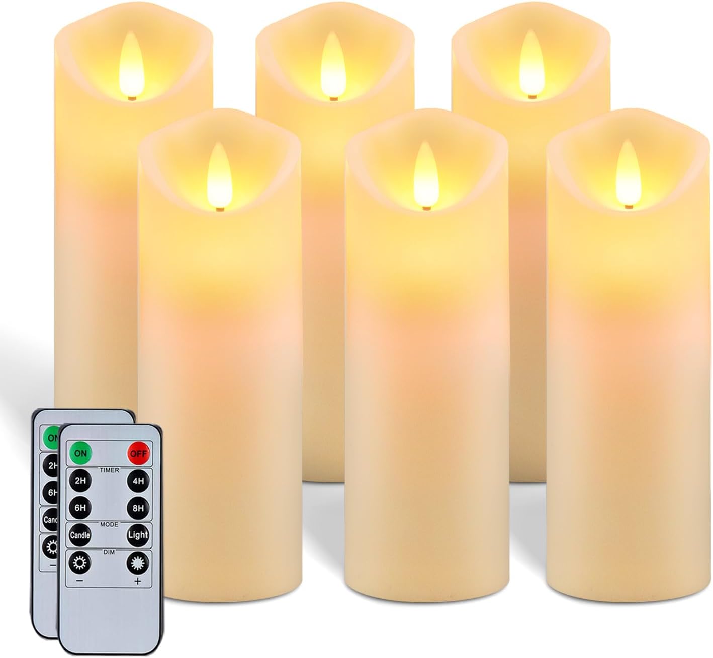 5plots 7"x 2.2" Flickering Flameless Candles, Battery Operated LED Pillar Candles