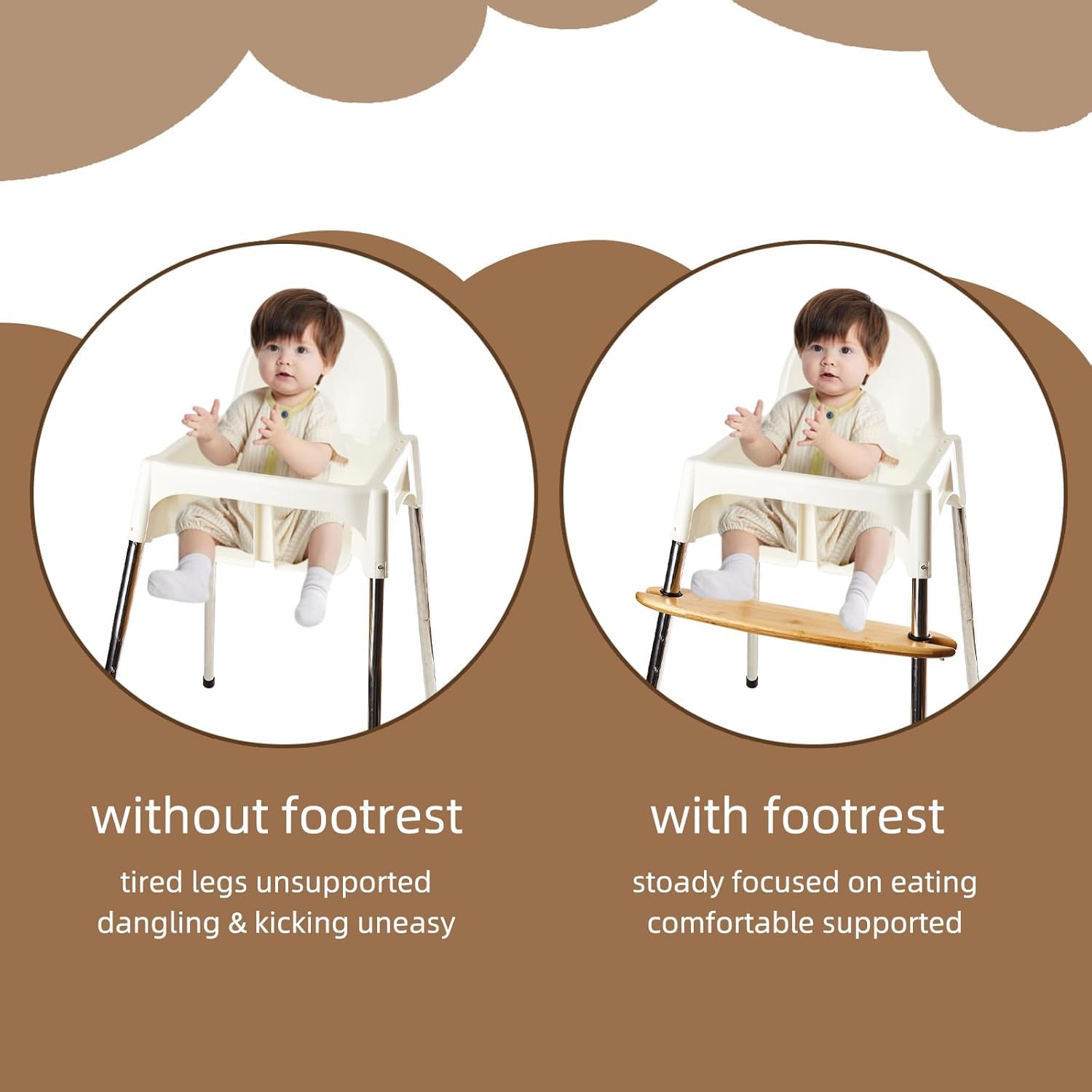 Houten dienblad voor hoge stoel, accessoires voor hoge stoel, verstelbare voetensteun, accessoires voor kinderstoelen, stoelen en accessoires