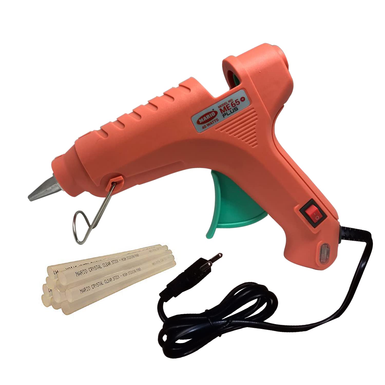 Mario 40W Hot Melt Glue Gun for DIY Work | Constant Temperature & Long Durability | Includes 5 Glue Sticks | Model ME-65 Plus (Orange)-image-4