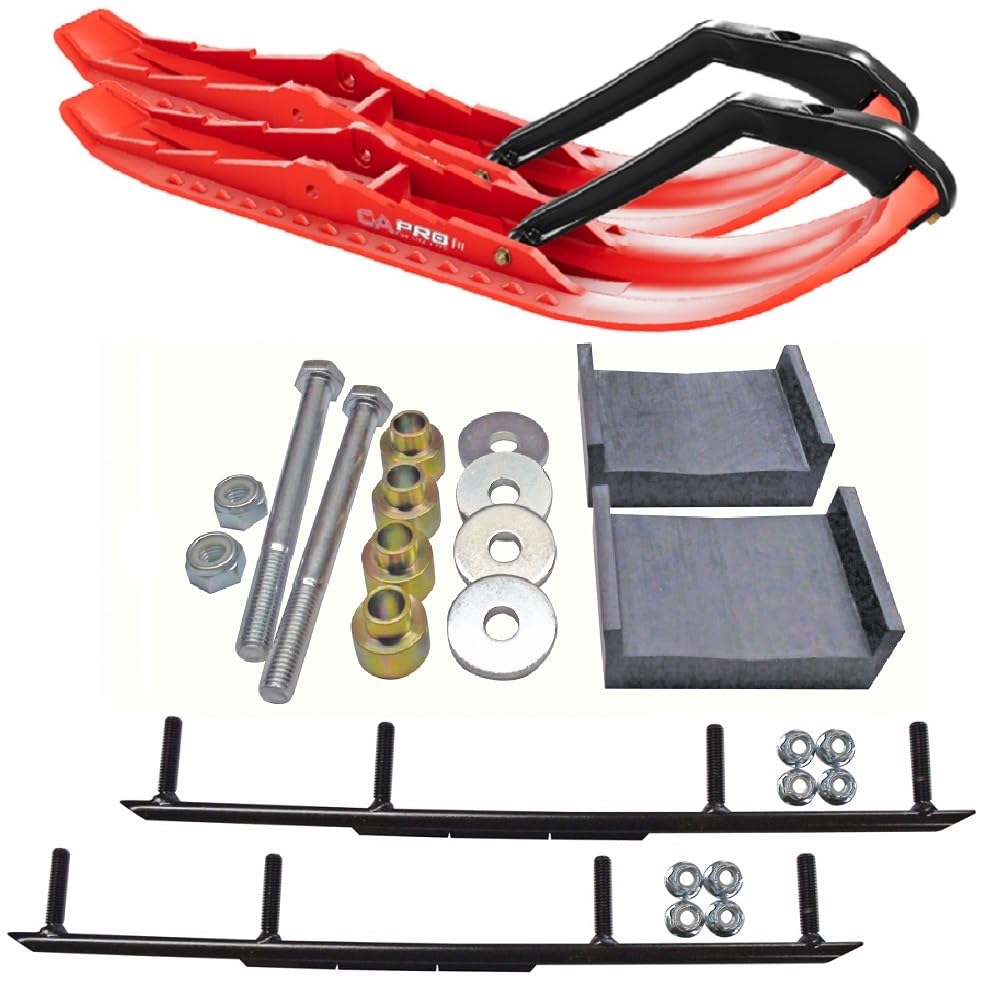C&A Pro Red TMX Snowmobile Skis w/ 4