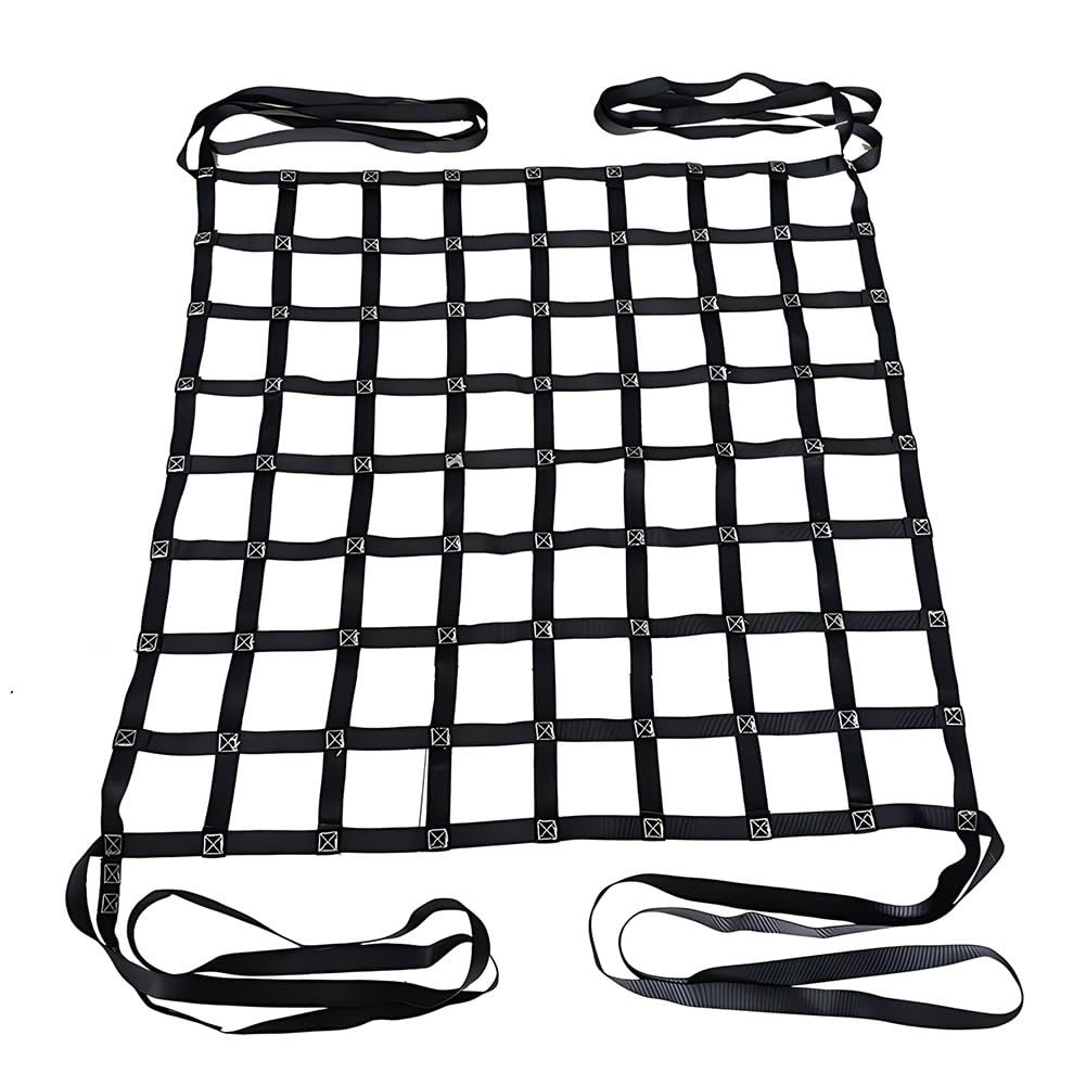 Zfmnoyev Cargo Lifting Net - Polyester Lifting Nets, Square Mesh Hanging Netting for Construction Rigging, Heavy Duty Nylon Trailer Cargo Net, for Pier, Logistics(1.5x1.5m-2T)