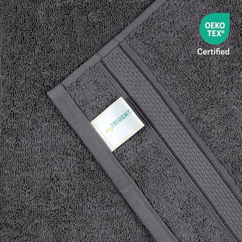 Image of MYTRIDENT Towels for Hand, Indulgence Collection, 100% Cotton Towels for Men /Women, 600 GSM, 2 Pc Hand Towel Set Luxury, 40 cm x 60 cm - Anchor Grey