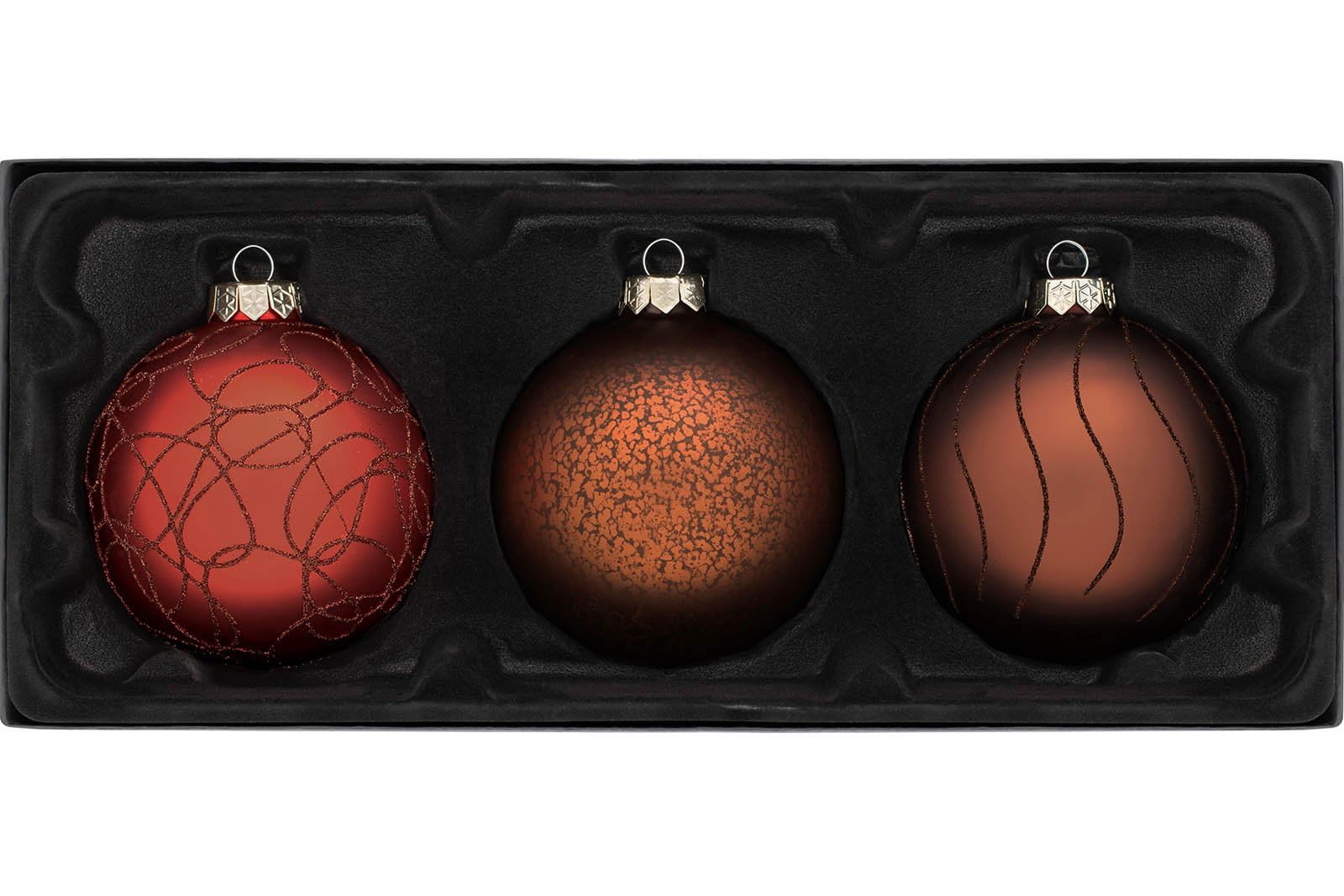 WeRChristmas Glass Christmas Tree Traditional Baubles, Copper, 11 cm