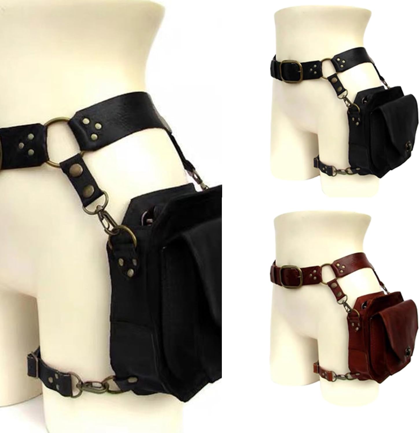 Medieval Waist Belt Drop Leg Bag Steampunk Waist Pack Thigh Bag Leather Bag Motorcycle Waist Belt Drop Leg Bag - Image 7