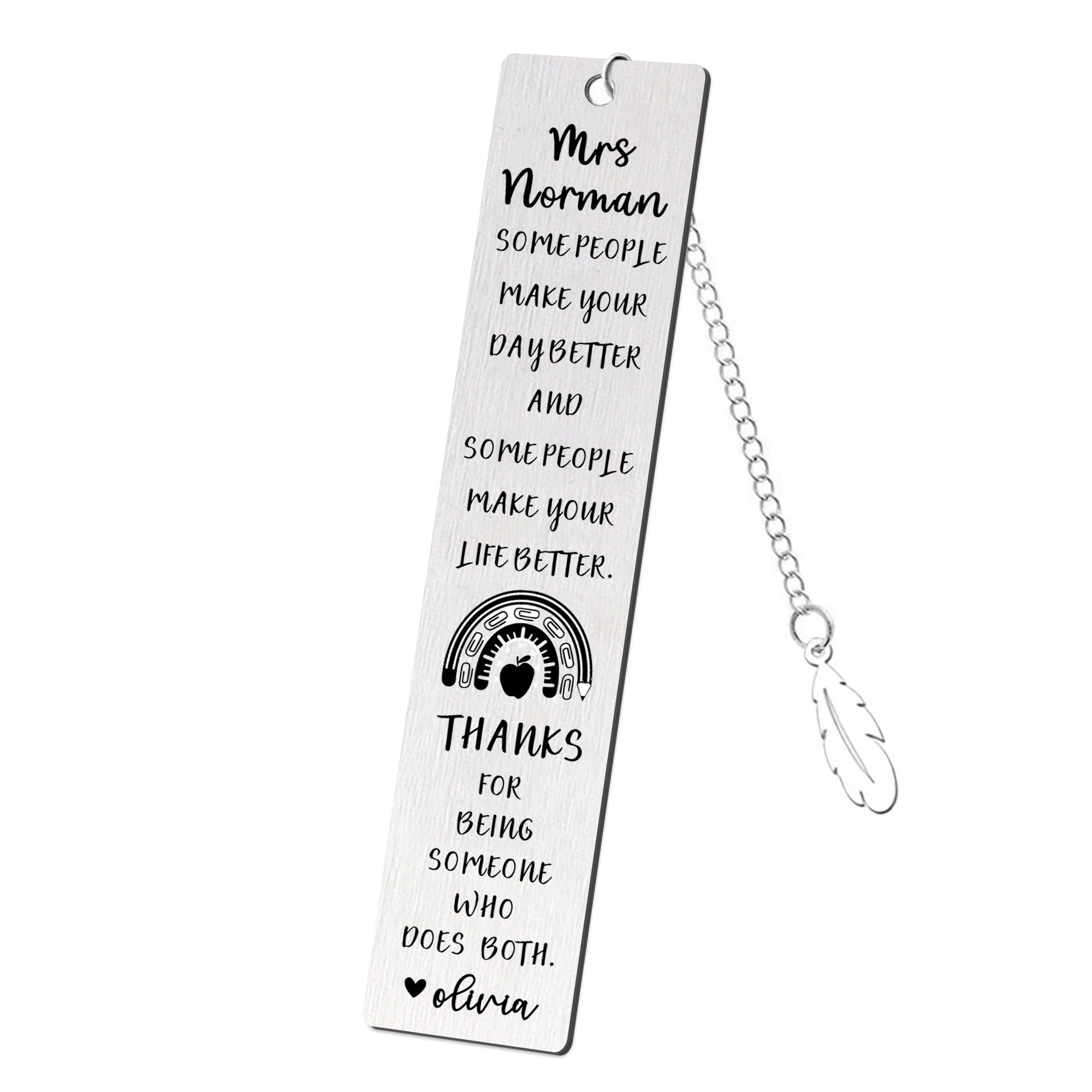 Personalised Teacher Gifts for Women Men Custom Bookmark Thank You Gifts Engraved Stainless Steel Book Marks for Book Lovers Teacher Appreciation Gifts Teacher Tutor (Design 3)