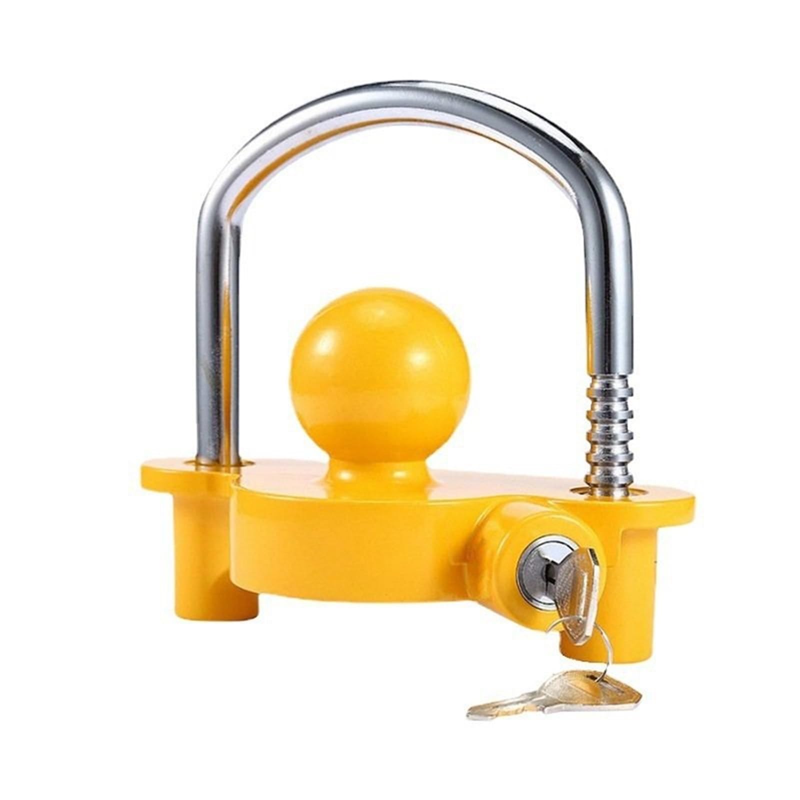 Soporte Remolque Cerradura de Gancho antirrobo de Alta Resistencia, Cerradura Universal de acoplador de Bola de Remolque para Caravana RV, Accesorio de Seguridad de Remolque Enganche De Bola(Yellow)